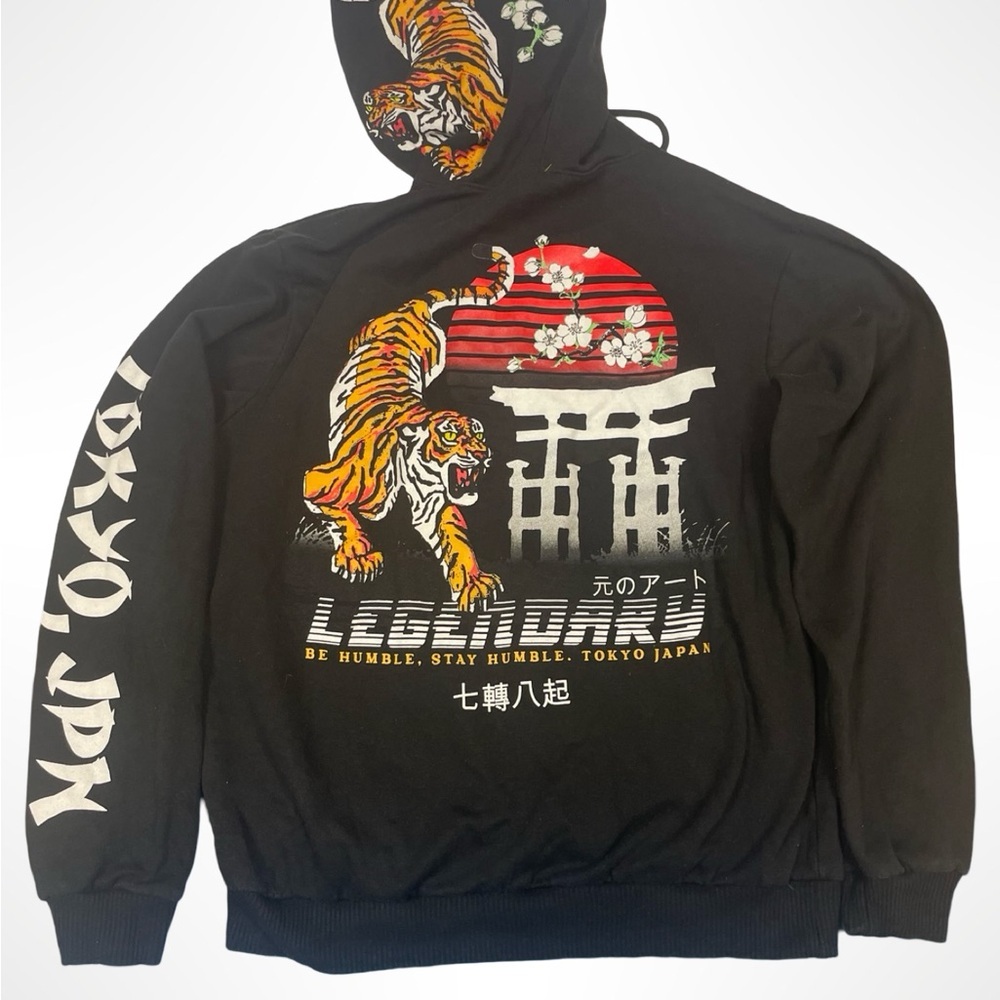 Legendary Tokyo Japan Tiger Graphic Hoodie Black Streetwear Sweatshirt tattoo